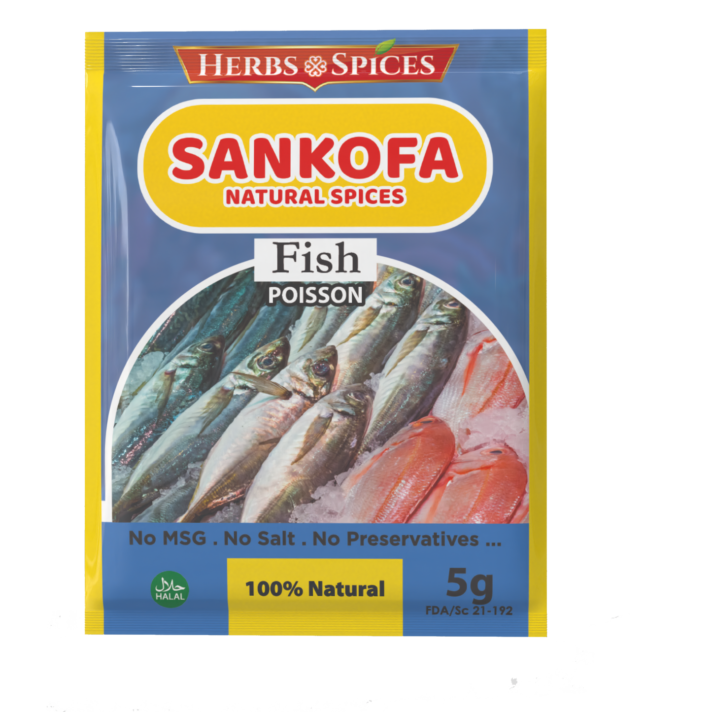 Sankofa Natural Spices—Fish Blend|No MSG & Fillers|Clean Label|5g|NMA Foods