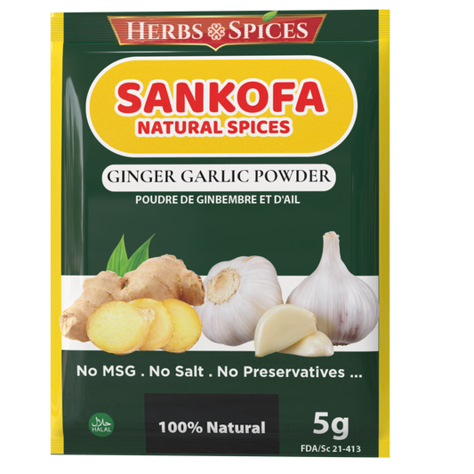 Sankofa Natural Spices— Ginger & Garlic Blend |No MSG & Fillers|5g & 25g|NMA Foods