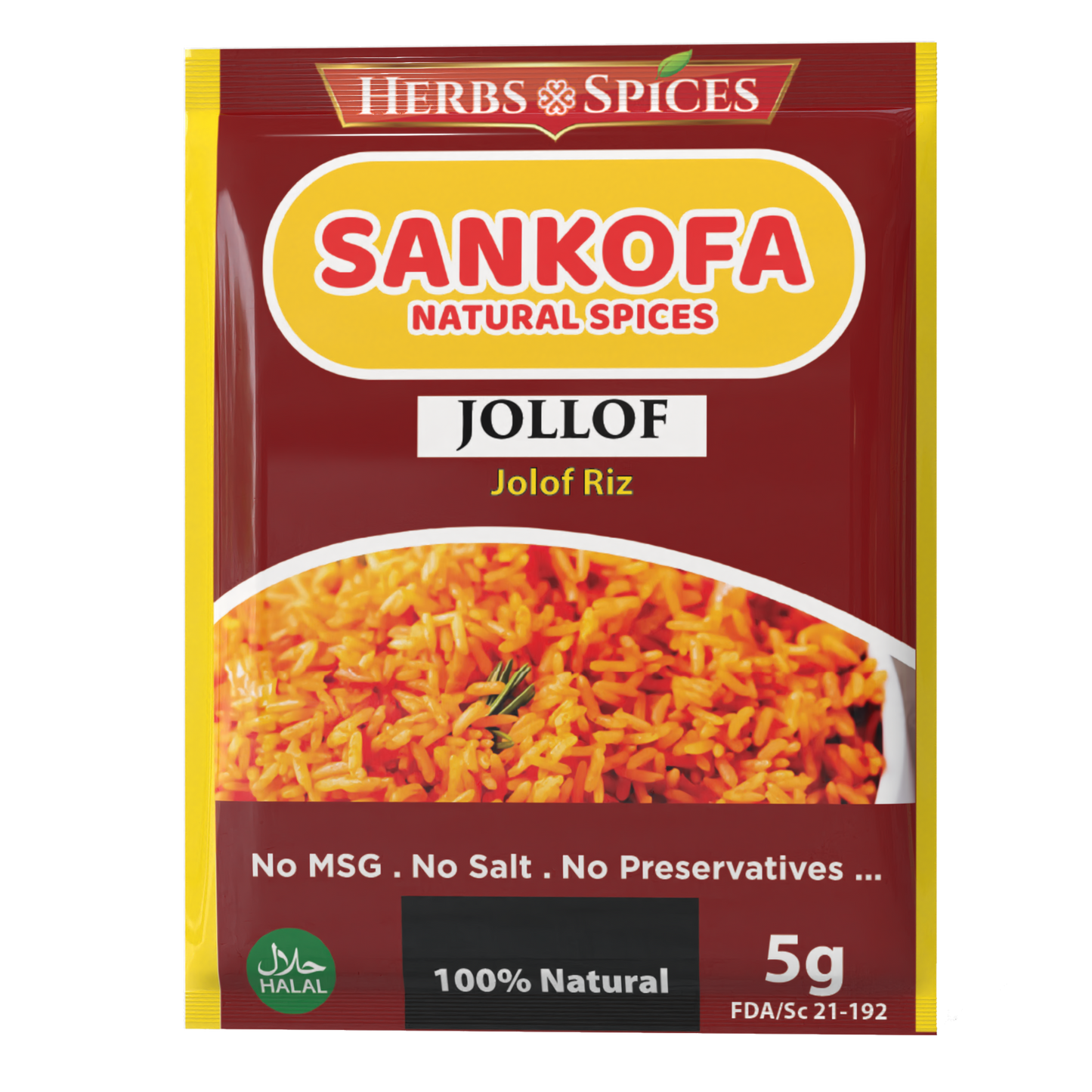 Sankofa Natural Spices—Ghanaian Jollof Rice Blend|No MSG & Fillers|5g & 25g| NMA Foods