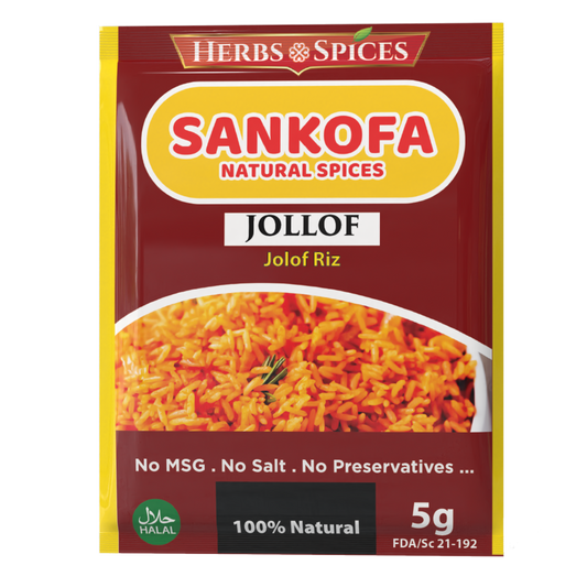 Sankofa Natural Spices—Ghanaian Jollof Rice Blend|No MSG & Fillers|5g & 25g| NMA Foods