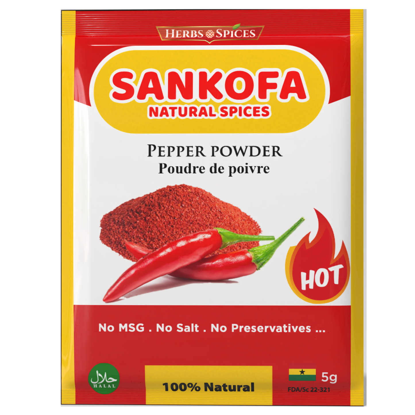 Sankofa Natural Spices—Pepper Blend|Clean Label No MSG No Fillers|5g & 50g