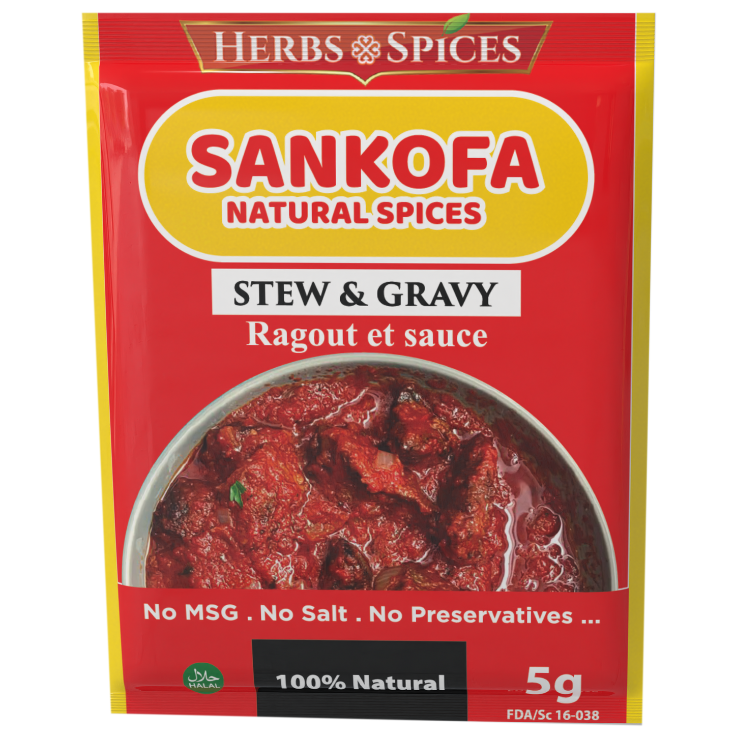 Sankofa Natural Spices — West African Stew & Gravy Blend | No MSG No Fillers | 5g & 25g