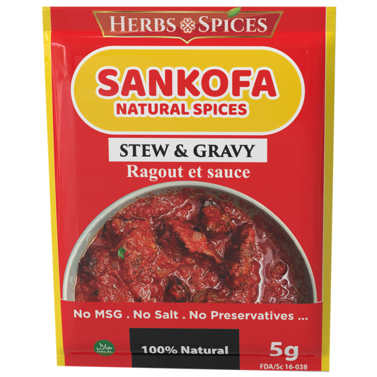 Sankofa Natural Spices — West African Stew & Gravy Blend | No MSG No Fillers | 5g & 25g