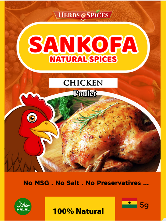 Sankofa Natural Spices—Chicken & Poultry Blend|No MSG No Fillers|5g|NMA Foods